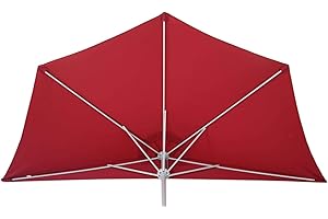 GDLC Ombrelloni Alluminio da Muro Mezzaluna - Colore Bordeaux L.300XP.150XH.250 cm. con palo da 38mm