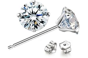 FPEAOB Ohrstecker Silber Damen Ohrringe 925 Sterling Silber Funkeln Kubisches 3A Würfel-Zirkonia Ohrringe für Damen 6mm, Schmuck mit Schmuckkästchen