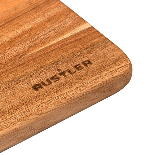 Rustler Schneidebrett / Servierbrett aus Akazienholz | Holzbrett mit Aufhängemöglichkeit | Servierbrett Holz in braun | 46 x 33 x 1,8 cm | Küchenbrett zum Zubereiten von Gemüse, Kräuter, Fleisch und Fisch - 2