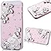 Produktbild GrandEver iPhone SE 5S 5 Hardcase Hülle Bumper Durchsichtige Hartschale Glitzer Dimant PC Rückschale Transparent Schutzhülle mit Weiße Blume Bling Muster Klar Dünne Ultra Slim Rückseite Clear Case Cover Handy Tasche Premium Handyhülle Backcover