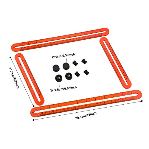 aboat angle-izer Vorlage Werkzeug, Mehrwinkel Lineal Vorlage Maßnahmen alle Winkel und Formen für Heimwerker, Builders, Handwerker, orange - 4