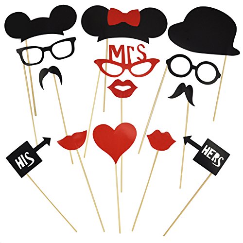 KIMILAR 44 Tlg. Party Foto Verkleidung Schnurrbart Lippen Brille Krawatte Hoten Photo Booth Props Set Hochzeit Partymitbringsel - 3