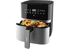 Cecotec Friggitrice ad Aria calda 5,5 L Cecofry Full Inox Pro 5500. 1700 W, Compatta e Digitale, Friggitrice dietetica in Acc