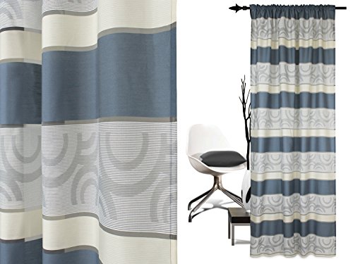 halbtransparenter Vorhang Colorado von deko trends – Wohndekoration in elegantem Design – made in Germany – moderne Kreismusterung mit Struktureffekt – mit einer Stoffbreite von ca. 144 cm und einer Stoffhöhe von ca. 245 cm, blau - 2