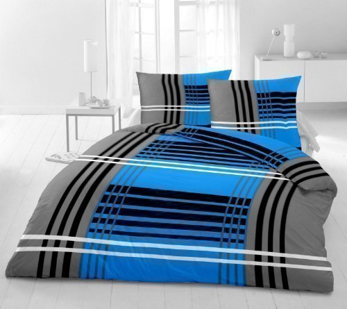 2 x TOP BETTWÄSCHE 4 TEILIG MICROFASER 135x200 CM SCHWARZ GRAU WEISS BLAU TÜRKIS