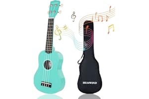 HUAWIND Ukulele Sopran 53,3 cm Holz 4 Saiten Hawaii-Ukulele mit Tasche für Kinder, Studenten und Anfänger und Erwachsene (hellblau)