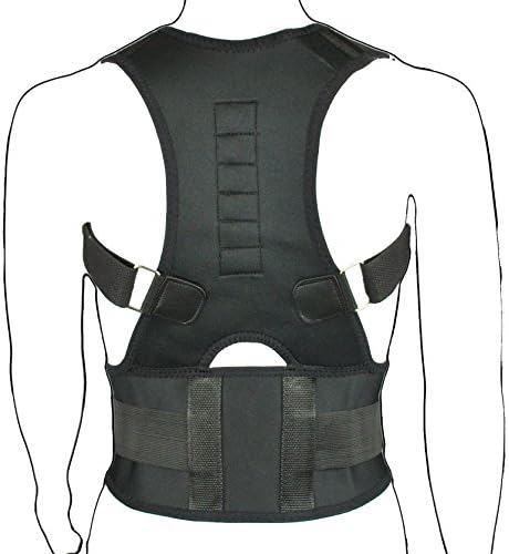 Back Support Neoprene Magnetic Lumbar Shoulder Support Breathable Back Pain Waist Belt Strap Injury Brace Gym Arthritis round shoulder Posture Corrector bad upper back Support Pain Brace (Black, XL)