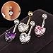 ELENXS Women Girls Rhineston Heart Shape Barbell Navel Belly Button Ring Bar Body Piercing Jewelry White1