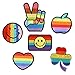 Produktbild Meetlight Aufnäher Bügelbild Emoji Gesichtsausdruck Patches bestickt Applikation Motiv für DIY Verzierungen Aufnäher Applikation rainbow smile-6pcs