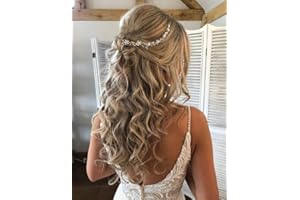 AKSXU Boho Braut Haarschmuck Hochzeit - Vintage Kopfschmuck Mit Blätter Und Kristall - Haarband, Haardraht, Haarreif für Damen, Frauen, Mädchen - Haarschmuck Haare, Kommunion - Gold