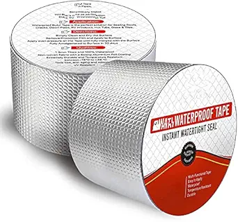 Kixre Butyl Tape for Roof and Leak Repair, 3INCH, 5 METER Aluminum Coating Flashing Repair Tape Sealant Seal Strip for Repairing Roof Crack, Gutter and Hole