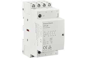 Heschen Contattore CA domestico, CT1-25, Ie 25A 4 poli Quattro normalmente aperti, AC 12V Tensione bobina, 35 mm Montaggio su guida DIN