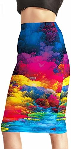 3D Print Skirts High Waist Colourful Sky Printing Package Hip Skirt