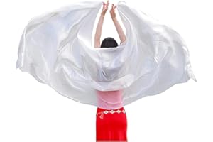 Leemiman Women 2.5 m Long Belly Dance Silk Veils Hand-made Dyed Veil