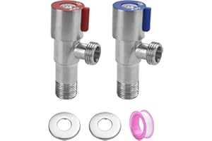 SPEACOUR 2 Stück Eckventil Edelstahl Eckventil Wasserhahn Winkelventil Wasser-Anschluss Eckventile 1/2" Regulierventil Eckregulierventil mit Rohmaterialband für Küche, Bad, Balkon, Gartenbewässerung