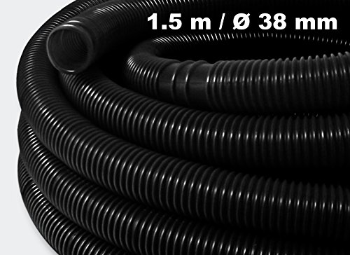 1.5m - 38mm - Solarschlauch schwarz mit Muffe für Pool 190g/m - Made in Europe