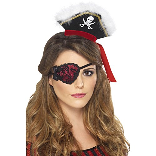 Piraten Augenklappe Piratenklappe mit Spitze Augen Klappe Kostüm Zubehör Pirat Piratenaugenklappe Piratin Accessoires