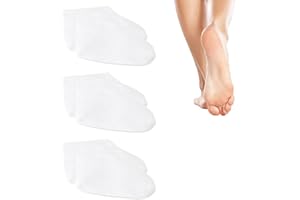 CGBOOM 3 Paar feuchtigkeitsspendende Socken über Nacht, Spa-Socken für trockene Füße, Baumwolle, feuchtigkeitsverstärkende Socken, kosmetische feuchtigkeitsspendende Socken für Damen und Herren, Weiß