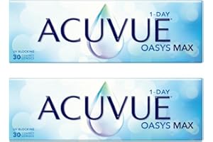 Acuvue Oasys Max 1-Day Lentes diarias con tecnología TearStable y filtro de luz OptiBlue, -3.00 dpt, diámetro 14.3 mm, 30 unidades, adición, curva base 8.5 mm