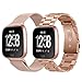 Produktbild VIGOSS Fitbit Versa Armband, Solid Edelstahl Zubehör Band für Frauen Männer, Ersatz Armband Armbanduhr Armband für Fitbit Versa Fitness Smart Watch (Metall Roségold + Mesh Roségold)