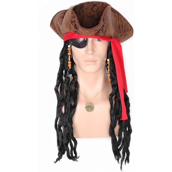 WIG ME UP Karnevalsperücke – Wild Lockig, Braun-rot, Piratin-Look Mit Kopftuch Für Halloween & Karneval