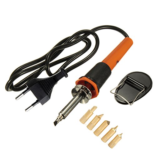 5PCS Brandmalerei Lötkolben Set, GOCHANGE Brandmalkolben mit 3 Tipps 30W 220-240V, Brandmalgerät Holz brennen Pen Set für Holz Leder Gravieren Skulptur, Orange