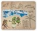 Produktbild BAOQIN Mauspad,Vintage Hawaii Mouse Pad, Hand Drawn Tiki Dancers Surfing Sharks Turtles Tropic Inspirations Retro, Standard Size Rectangle Non-Slip Rubber Mousepad, Tan Blue Green