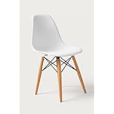 Seduna Beyaz Design Sandalye | Natural Ahşap Ayaklı