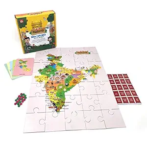 Toiing Puzzletoi India Explorer - 3-in-1 Play and Learn Kit | Jigsaw Puzzle with Games Based on India Map | Educational Learning Game for Kids Age 5 Years & Above