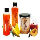 Pflegeset Damen Mango-Pfirsich im 3er Set Duschgel & Badezusatz, Shampoo 2 x 250 ml und Badesalz 450 g als Geschenkset
