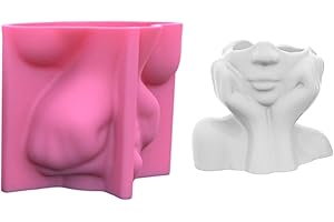 FLYHUG Mädchen Gesicht Blumentopf Beton Gießform Süße Mädchen Statue Epoxidharz Silikonform Kreative Vase Pflanztopf Sukkulententopf Form DIY Handgemachte Handwerk Formen