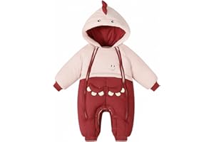 GigaCircle Acolchado Mono Bebe Invierno, Cute Dino Buzo Bebe Invierno Ropa Bebe Niño Biña, Double Zipper Mameluco Bebe Invierno, 3-24 Meses