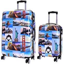 Karabar Valise Rigide à roulettes pivotantes de qualité supérieure avec Serrure TSA intégrée - Ensemble Lot de 2 valises rigides pièces, Falla Amérique