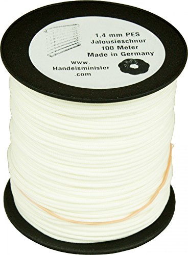 Jalousieschnur Plisseeschnur 100m Zugschnur für Plissee Raffrollo Jalousie Ersatzschnur, Farbe:weiß, Durchmesser:1.4mm