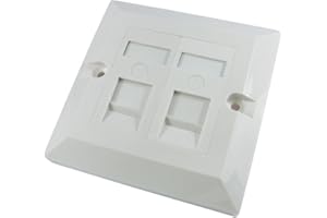 World of Data CAT5e Single Socket Double Port Faceplate - Socket - RJ45 - Ethernet - Network - Face Plate Module
