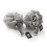 1541 London Exfoliating Bath & Shower Body Puff / Scrunchie / Buffer - TWIN PACK (Silver Grey)