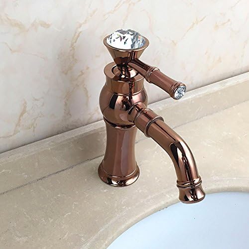 Basin all copper European style hot and cold rose golden brass faucet basin blue and white porcelain table basin,Rose Gold send 60 cm inlet pipe