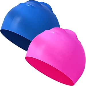 Cuffia da Nuoto,2 pezzi Cuffia Piscina in Silicone,Cuffia da Nuoto Unisex  Bambini,Accessori Nuoto,Alta qualità Atossico Antiscivolo Proteggi i  Capelli Adatto Perfetto per Capelli Lunghi(Blu rosa) : Amazon.it: Sport e  tempo libero