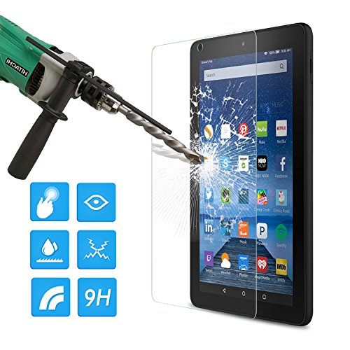 MoKo Fire 7 2015 Folie – HD 9H Panzerglas Displayschutzfolie Glas Displayschutz Display Schutzfolie Glasfolie Screen Protector für Amazon Fire 7 Zoll (5. Generation – 2015 Modell) Tablet, Transparent - 2