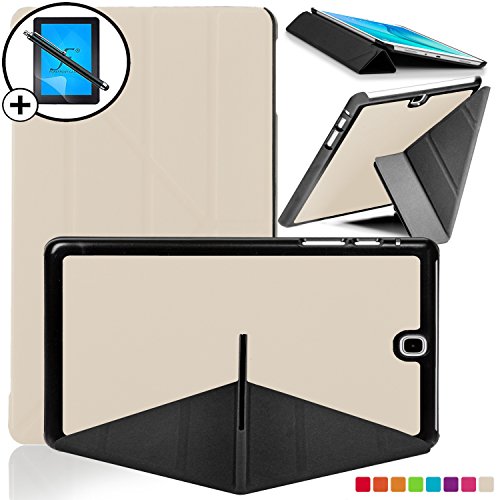 Forefront Cases® Neue Origami Leder Hülle / Tasche / Case / Cover für Samsung Galaxy Tab A 9.7 SM-T550 (Mai 2015) - Rundum-Geräteschutz und intelligente Auto-Sleep-Wake-Funktion mit 3-JAHRES-GARANTIE VON FOREFRONT CASES - inkl. Eingabestift und Displayschutz