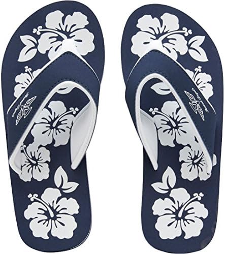 Ladies Summer Pool Beach EVA Flip Flops Sandals (UK 6 EURO 39, Navy/White)