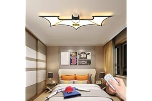 WJLL Moderne LED Deckenleuchte Kinderzimmer Cartoon Batman Deckenlampe Personalisierte Kinderaugen Schutz Lampe Mit Fernbedienung dimmbare Kronleuchter Geeignet für von Innenbeleuchtung,Schwarz