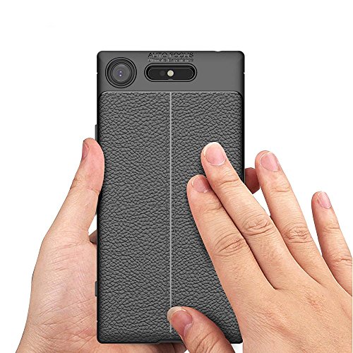 Sony Xperia XZ1 Cover Custodia Protezione di NALIA, Aspetto di Cuoio Ultra-Slim Case Protettiva Morbido Cellulare in Silicone, Bumper Copertura Sottile per Telefono Xperia-XZ1 Smartphone - Nero