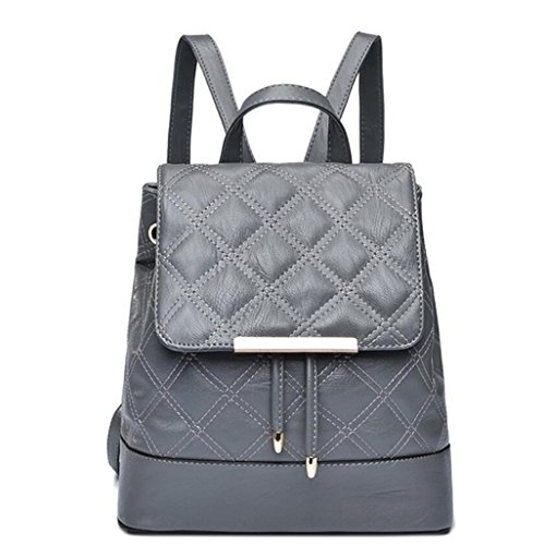 Preisvergleich Produktbild HANGBAOY Doppelte Schulter-Beutel-Kursteilnehmer-Schult... PU-Freizeit-Einkaufen-Tourismus-Mädchen Fünf Farben 26 * 26 * 13.5cm, Silver Grey