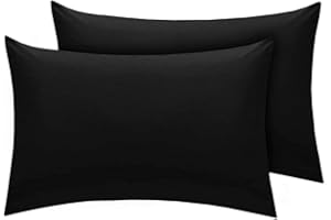 QUEENS LAND HOME Haani Pack of 2 Junior Pillowcase for Cot Bed -40cm x 60cm (Black)