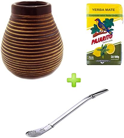 Braun + Bombilla Stainless Steel Mate cups + Pajarito Menta Lemon 500g