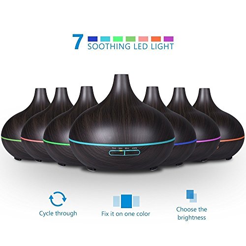 Aroma Diffuser , 300ml Luftbefeuchter Ultraschall Humidifier Aromatherapie Diffusor für Babies Kinder Haus Yoga Büro usw.?Holzmaserung) - 2