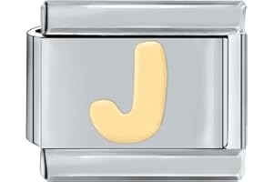 papasgix Italian Charms Gold Letter A-Z Italian Modular Charm Bracelet Link 10mm*9mm Module Handmade Bracelet Links for Woman Man Detachable Personalized Bracelet