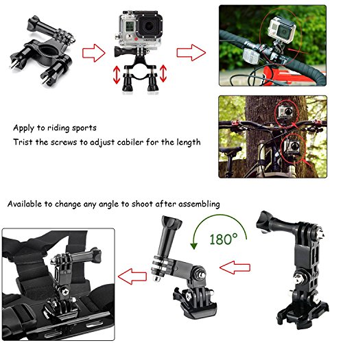 Zubehör Set für GoPro Hero 5 4 3+ 3 2 1 Black Silver, Aktion Kamera Zubehör-Kit für SJ4000 SJ5000 SJ6000 SJ7000 - 5