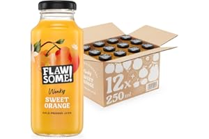 Flawsome! Orange - 12x250ml Cold-Pressed Juice - No Added Sugar, 100% Natural Pure Juice, Vegan, Not from Concentrate